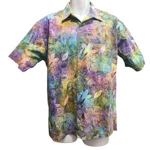 Pete Huntington Hawaiian Shirt Men's S Watercolor Tropical Pocket Cotton Resort